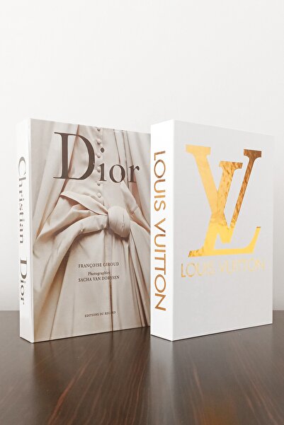 BayCazip 2'li Dekoratif Kitap Kutu Görünümlü Dior Gelinlik & Lv Beyaz Yaldız ...