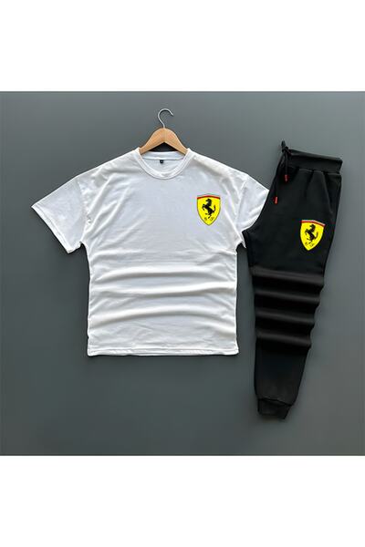 MAGORS CREW NECK TSHIRT AND SLIM FIT TRACKPOT BOTTOM FERRARI PRINTED 2-PIECE SET