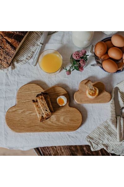 atolyesiahsap Wooden Children's Breakfast Set, Food Plate and Egg Bowl