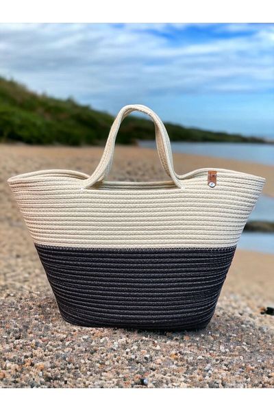 MaVaux Τσάντα παραλίας Jute Straw Look Τσάντα με λαβή γιούτας Vegan Bag