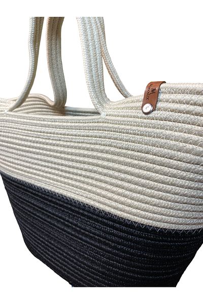MaVaux Τσάντα παραλίας Jute Straw Look Τσάντα με λαβή γιούτας Vegan Bag