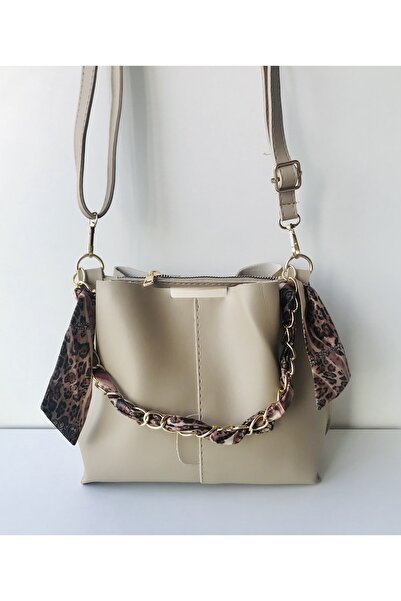 ÇAKIL COLLECTİON Eșarfă din nurcă și accesorii cu lanț pentru femei Geantă de...
