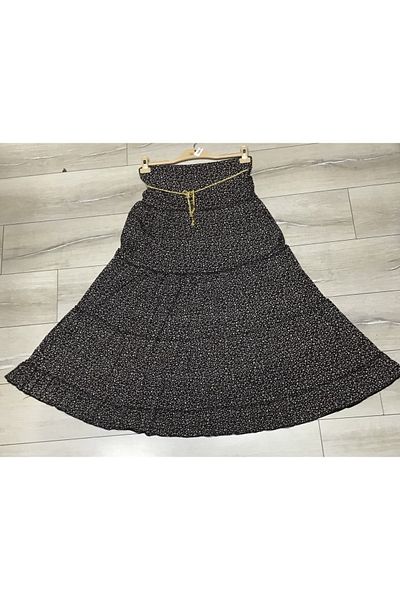 ECE GİYİM Floral Patterned - Elastic Waist and Flowy Folded Gypsy Skirt
