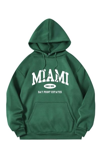 MOONBULL Übergroßes Unisex-Sweatshirt mit Kapuze und MIAMI-Aufdruck