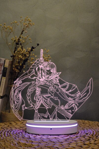 Yubi Design Raiden Shogun, Genshin Impact - 3 Boyutlu 16 Renk Dekoratif Gece Lambası 3d