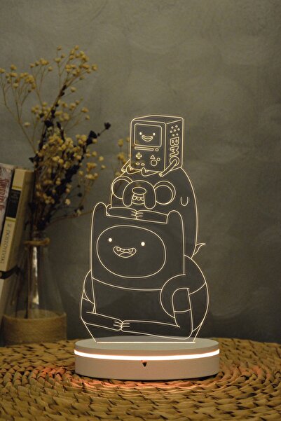 Yubi Design Fin Jack Bmo Adventure Time 3 Boyutlu 16 Renk Dekoratif Gece Lambası 3d