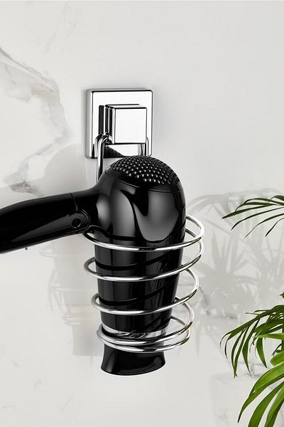 ORSA HOME Ors615 τετράγωνη ισχυρή πάστα αυτοκόλλητη κρεμάστρα σεσουάρ μαλλιών Στεγνωτήρας χρωμίου