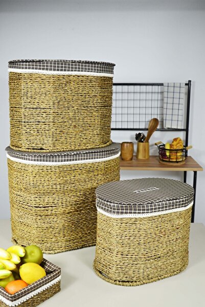 SepetçiBaba 3 Lü Naturel Oval Çamaşır Sepeti