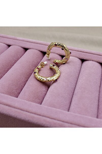 Vitastyle GOLD RENKLİ TAŞLI HALKA KÜPE