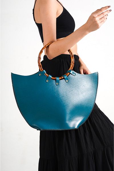 DaphneSandals Handmade Genuine Leather Women's Turquoise Bag - 11002