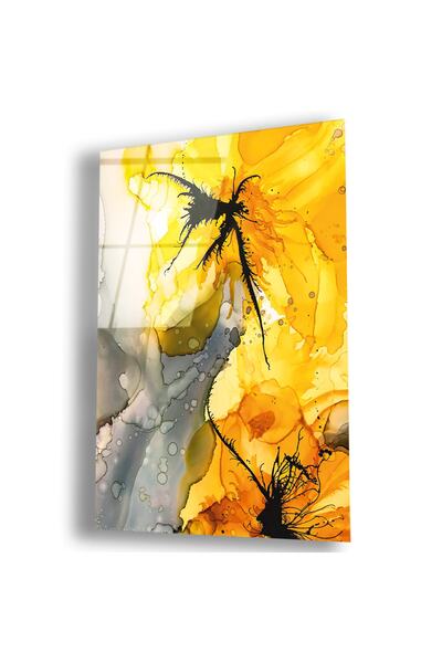 Zevahir Mobilya Dekorasyon Frameless Vertical Collage Drawing Yellow Flowers ...