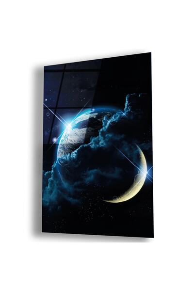 Zevahir Mobilya Dekorasyon Картина на Луната и Земята от нечупливо стъкло