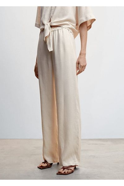 MANGO Woman Satin Trousers - Elastic Waist