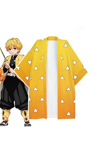 Köstebek Anime Demon Slayer Kimetsu No Yaiba Zenitsu Unisex Kimono
