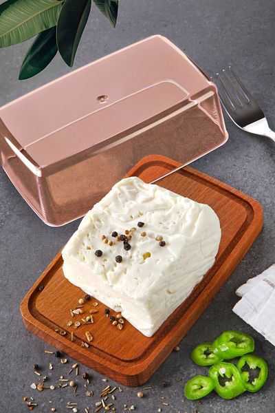 Nandy Home Luxury Swan with Natural Wooden Base - Butter with Lid - Cheese - Margarine Storage Container AMBER