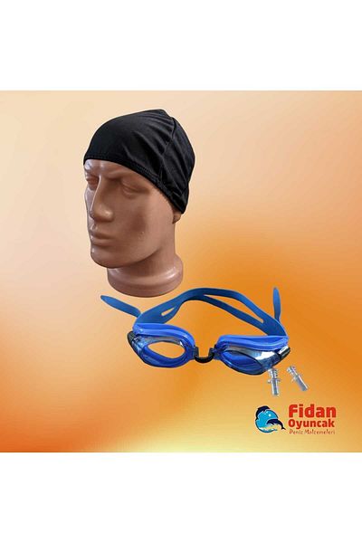 Vardem Pool Sea Swimming Goggles + Earplugs + Lycra Cloth Cap Set