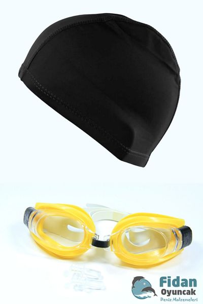Vardem Pool Sea Swimming Goggles + Earplugs + Lycra Cloth Cap Set