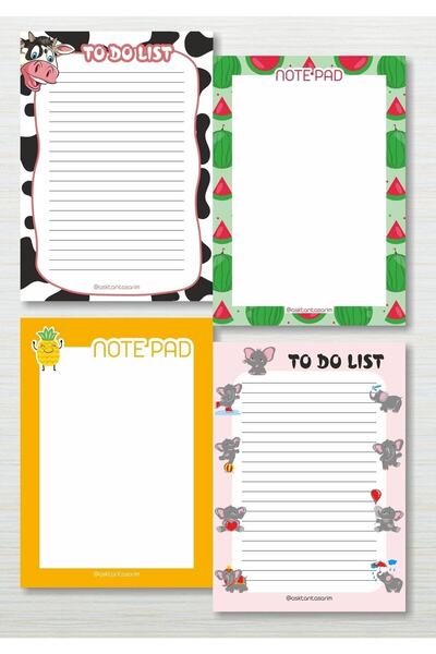 cabuk baskı 4-Piece Note Pad To Do List Memo Pad 10x14 cm