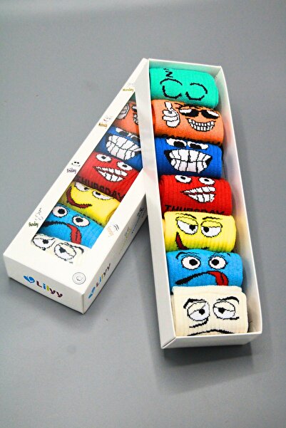 Lilyy Baby & Kids Socks Seven Days of the Week Themed Emoji Set of 7