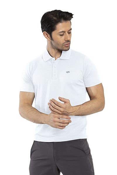 raru Λευκό μπλουζάκι Polo Neck Large Size - 7133-08