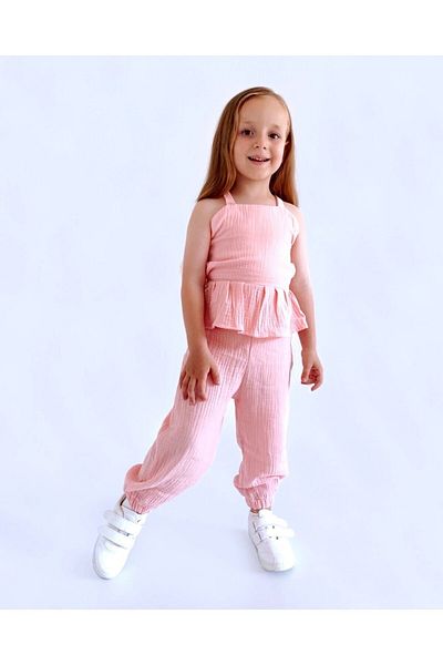 le petit sole Girl's Jesika Overalls Muslin Fabric