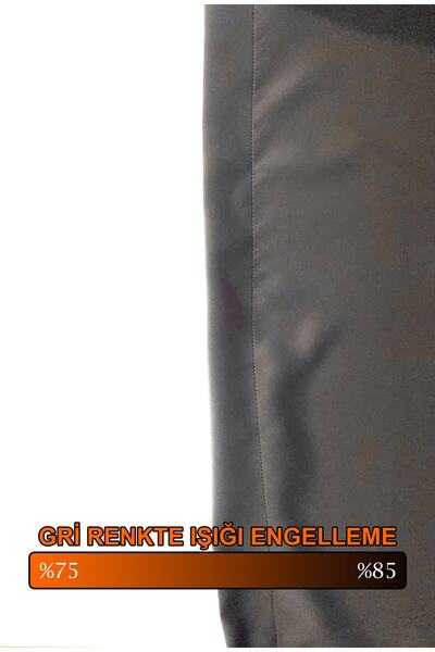 Nebumu Blackout Gri Yıldızlı Büzgülü Karartma Perde