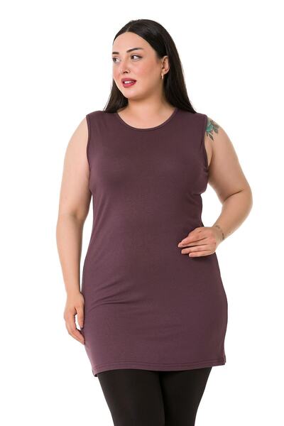 DISENTIS MODEST Large Size Round Neck Thick Strap Viscose Long Dark Mink Body