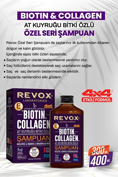 Revox Biotin & Kolajen E Vitamini Destekli Saç Bakım Şampuanı Biberiye Ve Kafein Özlü Saç Kremi