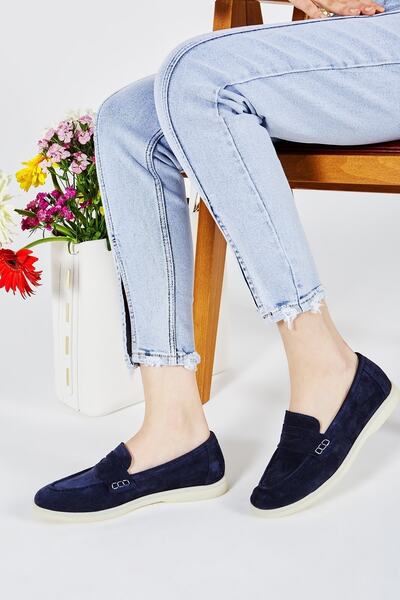 Valmenti Жіночі сині замшеві лофери з натуральної шкіри