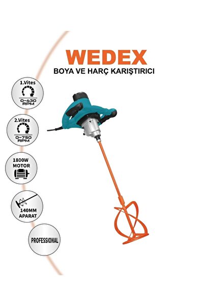 WEDEX Boya ve Harç Karıştırıcı 1800W Çift vites Devir Ayarlı