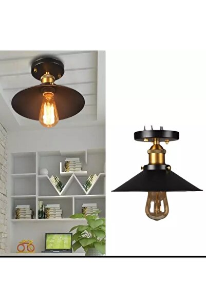 Dylight Retro Metal Dekoratif Siyah Tavan Plofyoner Avize Çap. 23 cm
