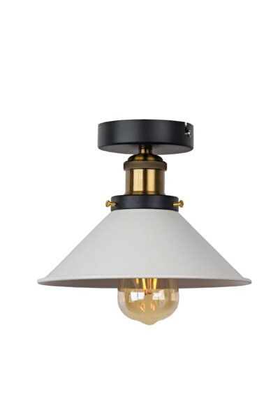 Dylight Retro Metal Dekoratif Siyah Tavan Plofyoner Beyaz Çap. 23 cm