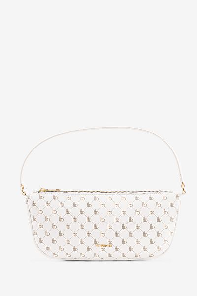 Housebags Geantă de damă cu curea de umăr cu aspect de piele albă cu model 230