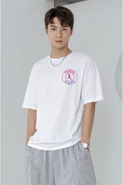 DEEPSENCE Ανδρικό μπλουζάκι Oversize Paris Back Print Λευκό