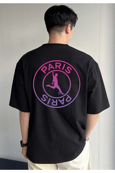 DEEPSENCE Men's Oversize T-shirt Paris Back Printed Black