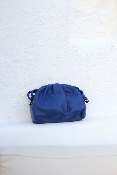 Moom Bag Geantă de umăr albastră moale plisată pentru femei