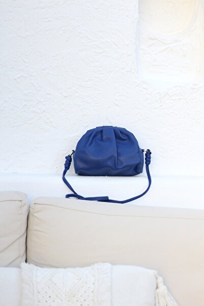Moom Bag Women's Blue Soft Pleated Shoulder Bag