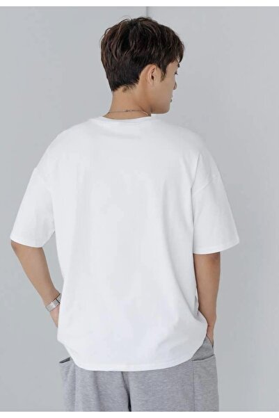 DEEPSENCE Unisex Oversize T-shirt Wanted Front Print White