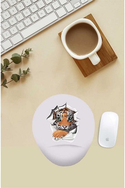 HobiShop Mouse Pad cu model de labe de tigru cu suport pentru încheietura mâinii