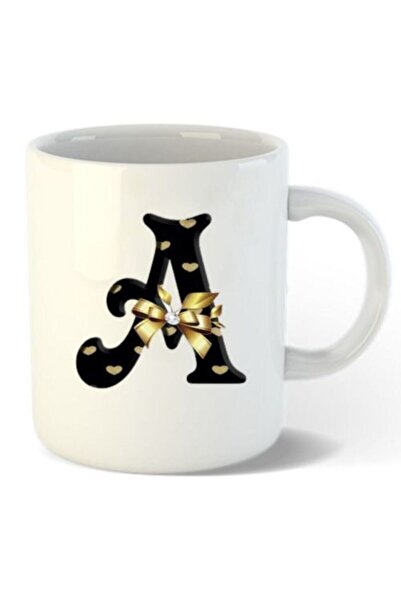 HobiShop White Letter A Printed Mug
