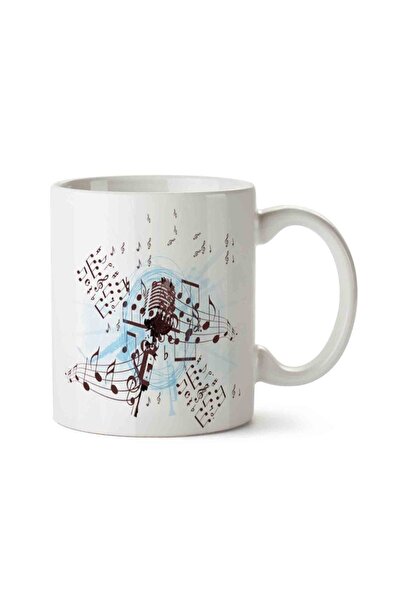 HobiShop Music Note Microphone Music Porcelain Mug Glass
