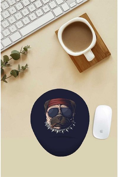 HobiShop Подложка за мишка Rebel Pug с шарка на китката