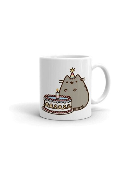 HobiShop Beyaz Pusheen Baskılı Kupa