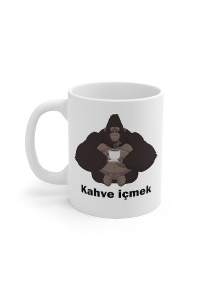 HobiShop Kahve Içen Goril Baskılı Kupa Bardak