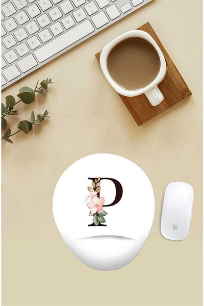 HobiShop Floral Letter P με μοτίβο με στήριγμα καρπού ποντικιού