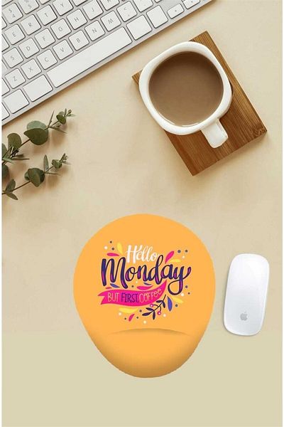 HobiShop Monday But First Coffee Written Mouse Pad με υποστήριξη καρπού