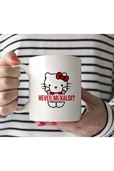 HobiShop Beyaz Kupa Bardak Hello Kitty Heves Mi Kaldı