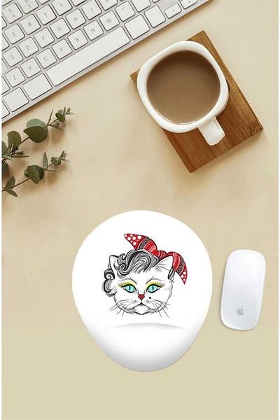 HobiShop Mouse Pad με μοτίβο Kokoş Cat με στήριγμα καρπού