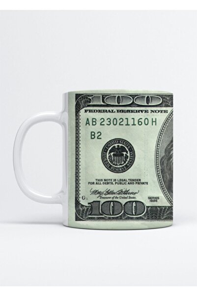 HobiShop 100 Dolar Baskılı Porselen Kupa Bardak