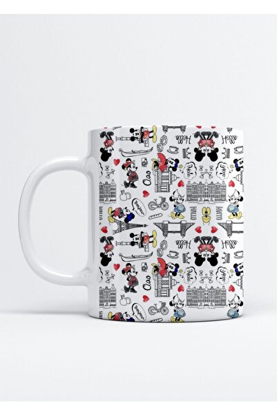 HobiShop Mickey Mouse Çiçek Desenli Kupa Bardak